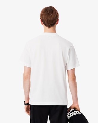 T-shirt in mini-piqu&eacute; con collo a coste