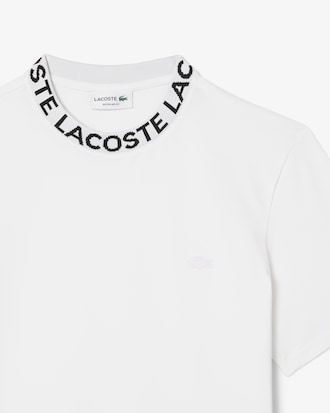 T-shirt in piqué con marchio jacquard