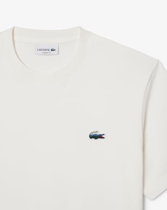 T-shirt in jersey pesante con coccodrillo e paesaggio