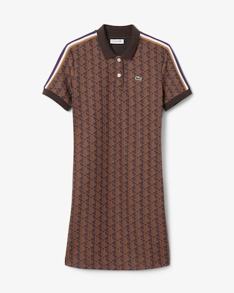 Vestito polo in jacquard con monogramma slim fit