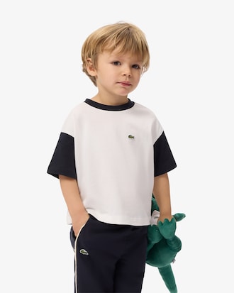 T-shirt in cotone con bordo a contrasto