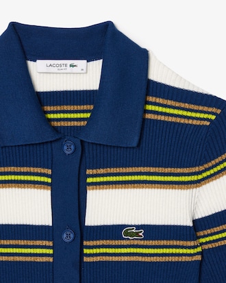 Vestito chemisier in maglia a costine a righe