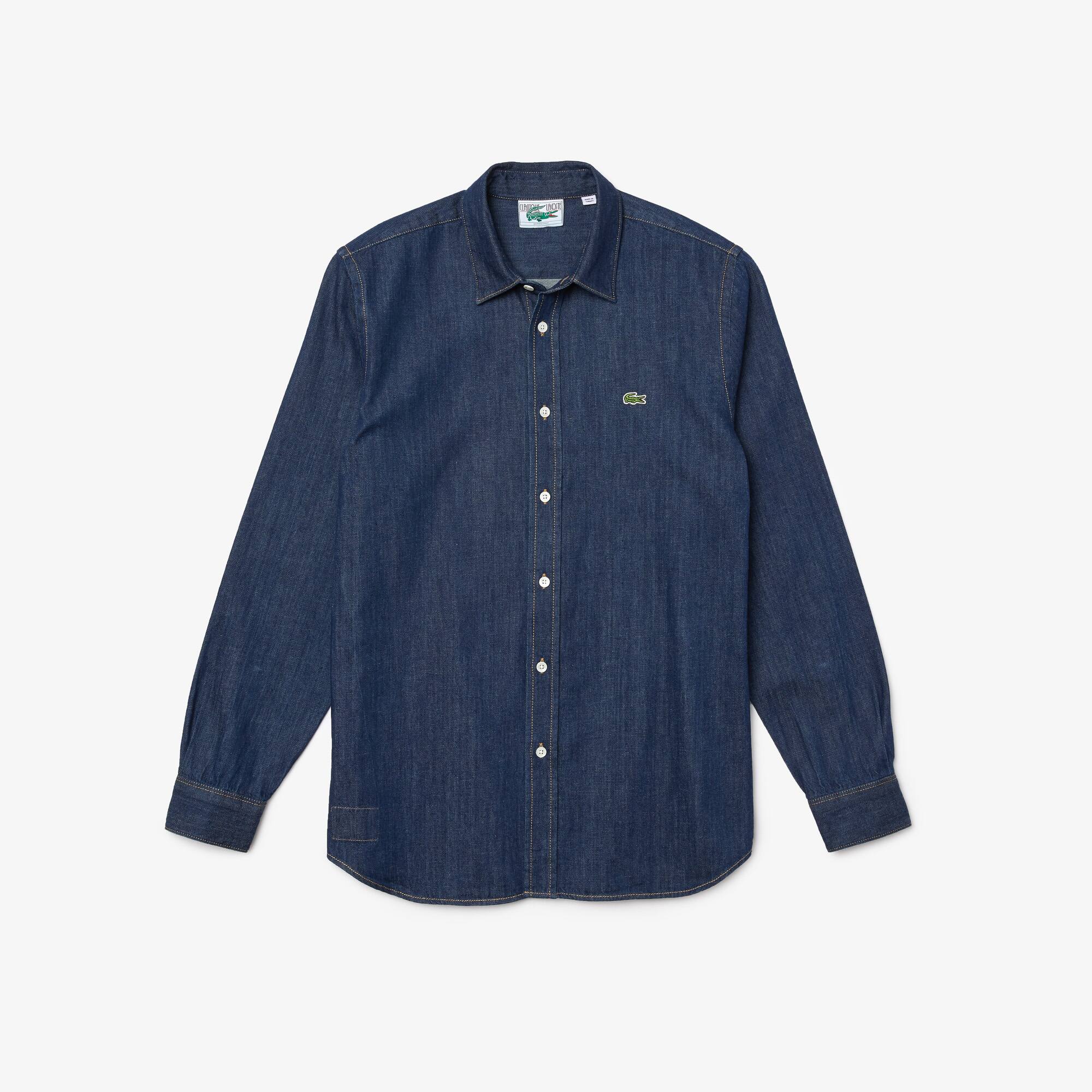 Camicia da uomo in denim di cotone biologico leggero regular fit - Men's  Long Sleeves Shirts - Novita 2022 | Lacoste