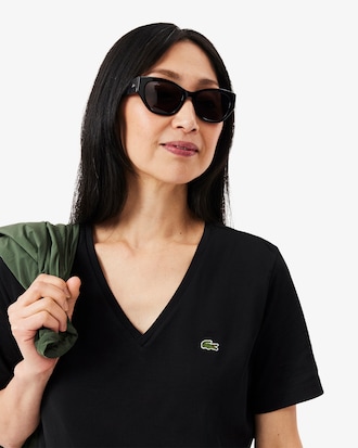 T-shirt con scollo a V in morbido cotone relaxed fit