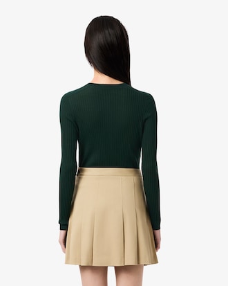 Cardigan in maglia di lana merinos a coste