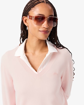 Maglione con scollo a V in maglia senza cuciture