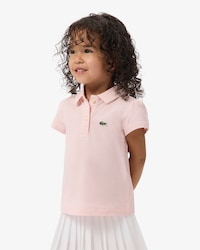 Polo in mini piqu&eacute; con colletto smerlato