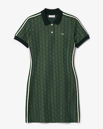 Vestito polo in jacquard con monogramma slim fit