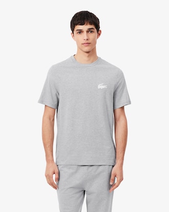 T-shirt homewear in cotone con stampa coccodrillo