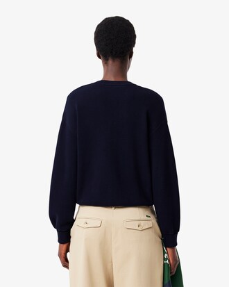 Maglione in cotone a punto muschio con scollo a V