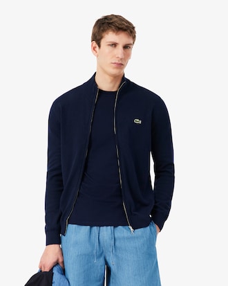 Pullover in cotone a collo alto con zip