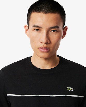 T-shirt in jersey di cotone con bordo Lacoste