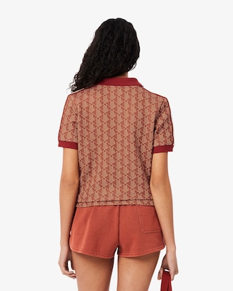 Polo slim fit in jacquard con monogramma