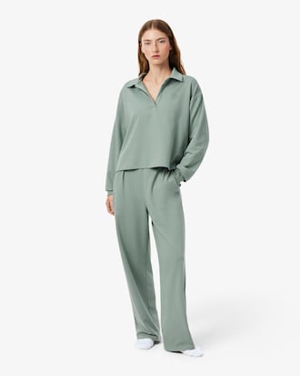 Felpa loungewear in tessuto felpato con colletto a polo