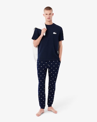 T-shirt homewear in cotone con stampa coccodrillo