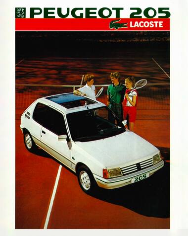 Peugeot 205 Lacoste advertisement, 1985 ©DR 