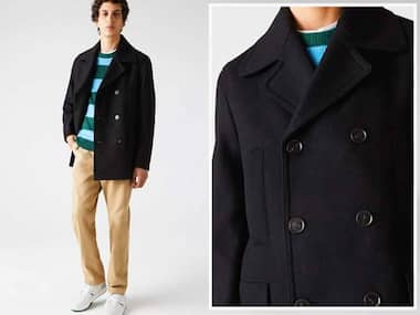 Zwarte pea coat met meerdere zakken