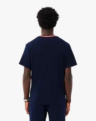 Pyjamashirt met contrasterende hals