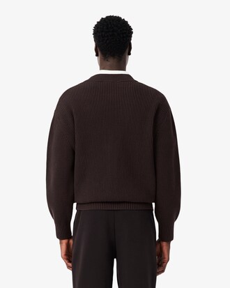 Relaxed Fit Geribbelde Katoenen Cardigan