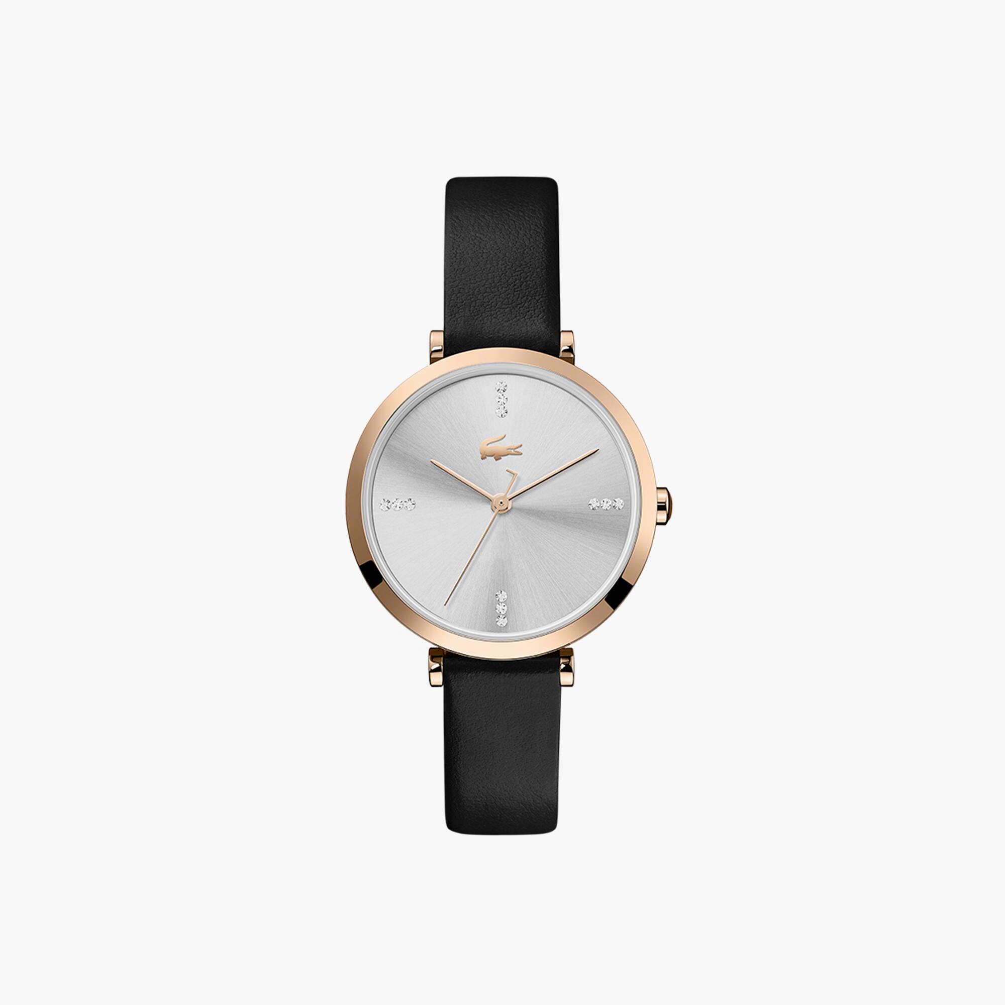 Lacoste Geneva horloge met 3 wijzers in zwart leer | LACOSTE