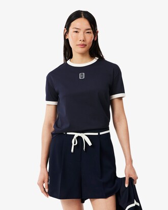 Jersey T-shirt met Geborduurde Badge