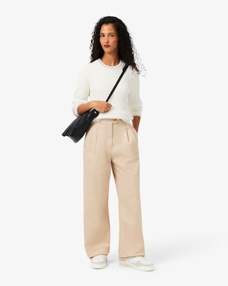 Gebreide Kabelsweater met Streepaccenten