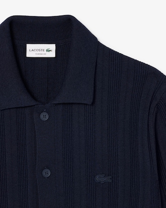 Cardigan met Polokraag van Vloeiende Geribbelde Stof