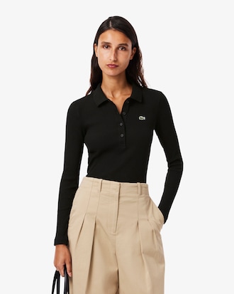 Slim Fit L.12.D Geribbelde Katoenen Polo