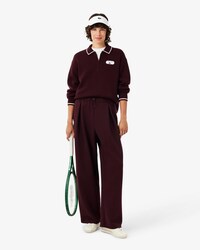 Tenniserfgoed Sweater met Polokraag met Rits en Badge Accent