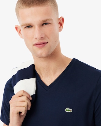 Lichtgewicht Katoenen Pima T-shirt met V-hals