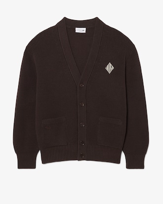 Relaxed Fit Geribbelde Katoenen Cardigan