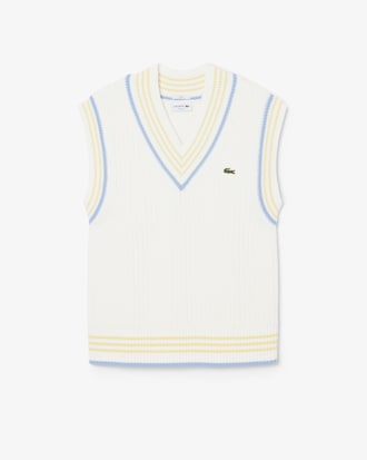 Gestreept Geribbeld Gebreid Katoenen Sweatervest