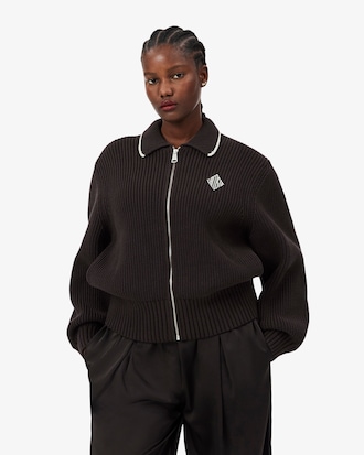 Katoenen Sweater met Badge Accenten en Rits