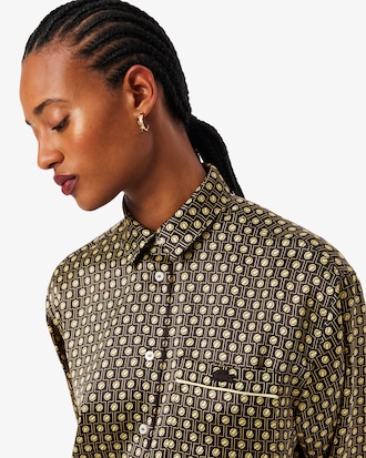 Oversized Satijnen Hemd met Print
