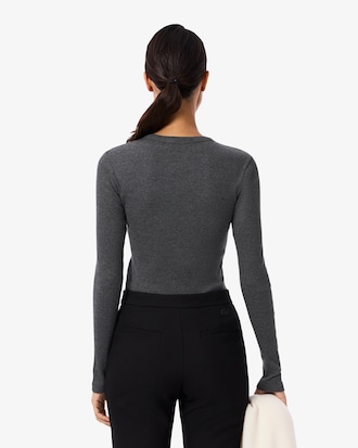 Slim Fit Geribbelde Katoenen T-shirt