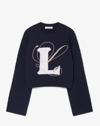 Embroidered Intarsia Cable Knit Sweater