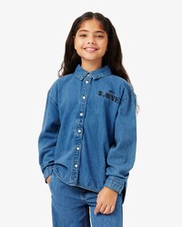 Denim Hemd met Badge Accenten