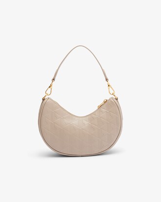 Maheki Ge&euml;mboste Leren Half Moon Handtas