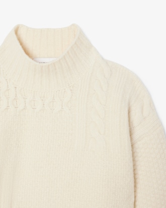 Wollen Sweater met Hoge Hals en Patchwork Effect