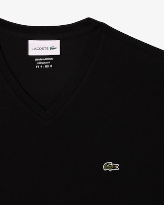 Lichtgewicht Katoenen Pima T-shirt met V-hals