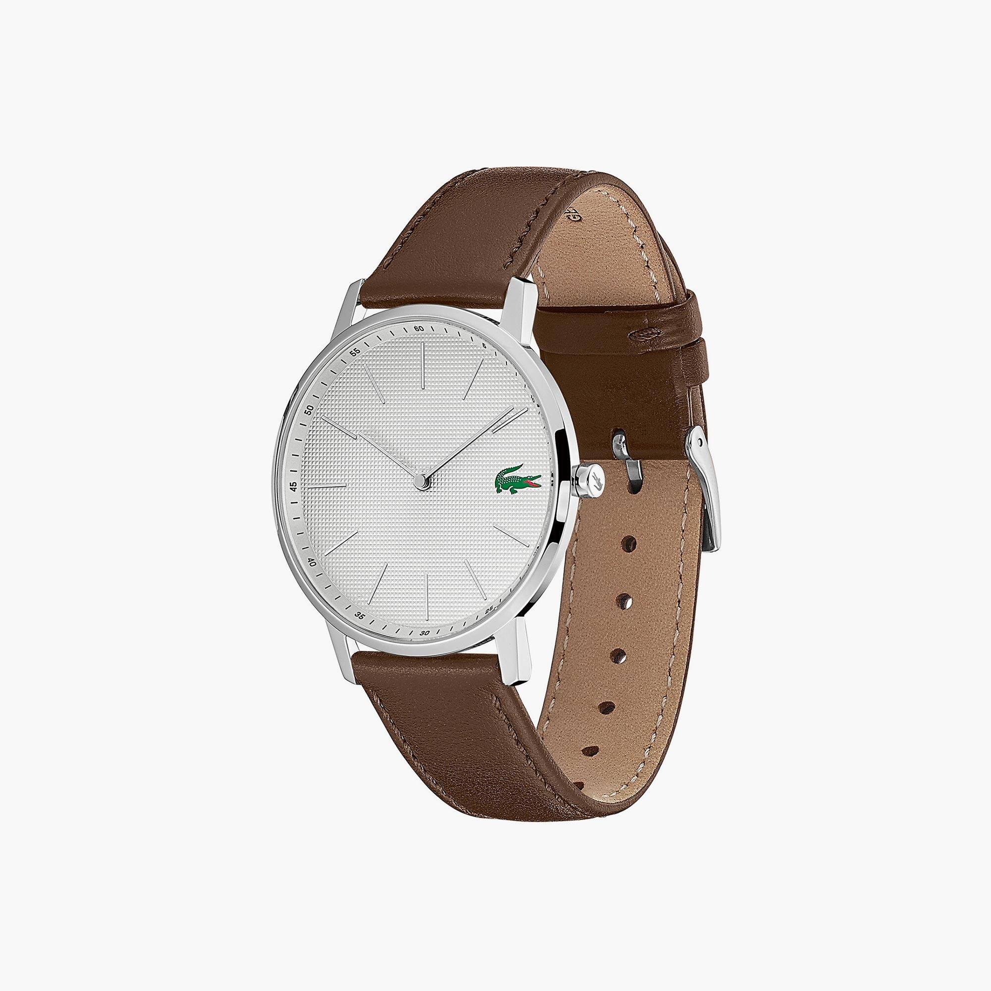 Horloge Moon heren met bruine leren band en roestvaststalen wijzerplaat |  LACOSTE