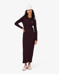 Slim Fit Geribbelde Katoenen Jurk met Polokraag