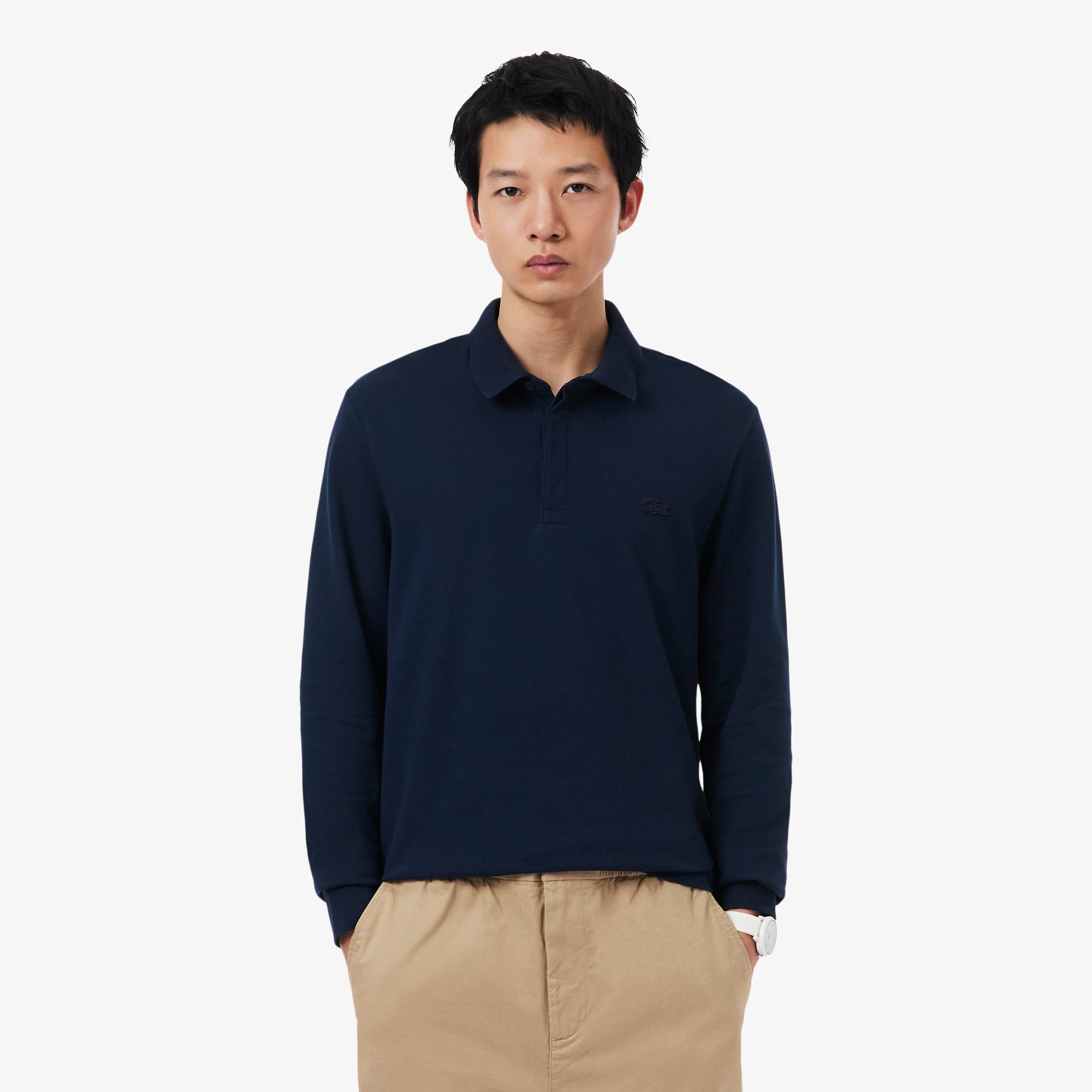 Regular Fit Paris Stretch Piqué Polohemd - Lange mouwen - Nieuw