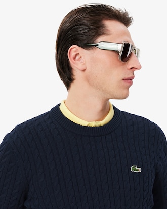 Sweater, Gebreid katoen met kabelpatroon