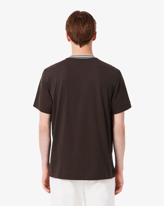 Frans Vervaardigd T-shirt met Gestreepte Hals
