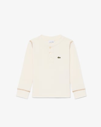 Henley T-shirt, gebreid met wafelstructuur