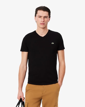 Lichtgewicht Katoenen Pima T-shirt met V-hals