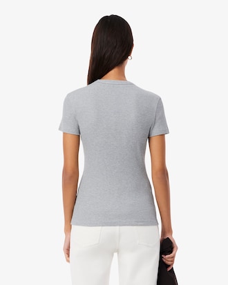Slim Fit Geribbelde Katoenen T-shirt