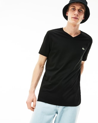 Lichtgewicht Katoenen Pima T-shirt met V-hals