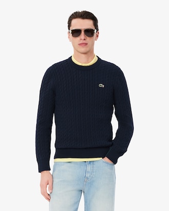 Sweater, Gebreid katoen met kabelpatroon